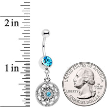 将图片加载到图库查看器,Blue Gem Mind Bending Mandala Dangle Belly Ring
