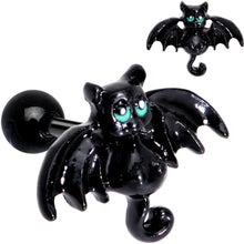 Load image into Gallery viewer, 16G 5/16 Black Halloween Batty Bat Cartilage Tragus Earring