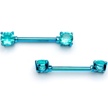 将图片加载到图库查看器,14G 9/16 Teal Gem Blue Anodized Barbell Nipple Ring Set