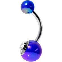Load image into Gallery viewer, Clear Gem Blue Purple Pearlescent Acrylic Galactic Rainbow Belly Ring