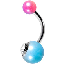 Load image into Gallery viewer, Clear Gem Blue Pink Ombre Pearlescent Acrylic Belly Ring