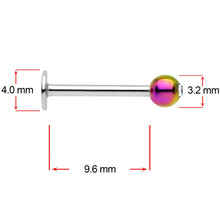 Load image into Gallery viewer, 16G 3/8 Clear Gem Rainbow Pearlescent Labret Monroe Tragus