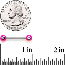 Load image into Gallery viewer, 9/16 Clear Gem Pink Pearlescent Acrylic Barbell Nipple Ring Set