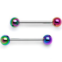 将图片加载到图库查看器,14G 9/16 Rainbow Pearlescent Acrylic Barbell Nipple Ring Set