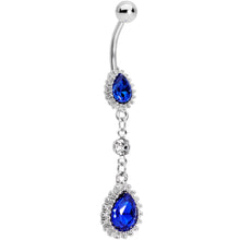 将图片加载到图库查看器,Clear Blue Gem Falling Raindrops Dangle Belly Ring