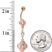 Load image into Gallery viewer, Clear Gem Rose Gold Tone Web of Delight Dangle Belly Ring