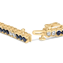 Load image into Gallery viewer, 14K Yellow Gold 1 3/4 Cttw Diamond and 5.0 Cttw Blue Sapphire Bezel Set Tennis Bracelet (G-H Color, SI1-SI2 Clarity) - 7" Inches