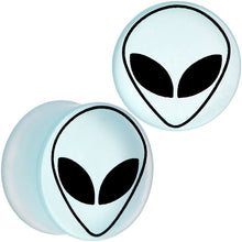 Load image into Gallery viewer, White Matte Glass Alien Head Double Flare Plug Set 6mm to 30mm
