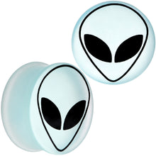 Load image into Gallery viewer, White Matte Glass Alien Head Double Flare Plug Set 6mm to 30mm