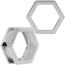 Load image into Gallery viewer, 25mm Geometric Hexagon Screw Fit Tunnel Plug Set