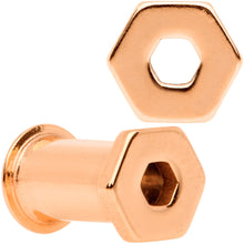 Load image into Gallery viewer, Rose Gold Tone Geometric Hexagon Double Flare Tunnel Plug Set 3mm to 25mm