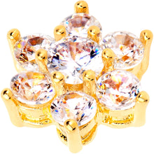 Load image into Gallery viewer, 14G Clear Cubic Zirconia Gem Gold Tone Flower Dermal Anchor Top
