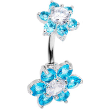 将图片加载到图库查看器,Aqua Clear CZ Gem Double Flower Delight Double Mount Belly Ring