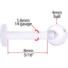 将图片加载到图库查看器,14G 5/16 Clear Flexible Bioplast Labret Monroe Retainer