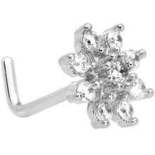 将图片加载到图库查看器,20G 1/4 Clear CZ Gem Flower L Shaped Nose Ring