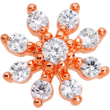 Load image into Gallery viewer, 20G 1/4 Clear CZ Gem Rose Gold Tone Flower L Shaped Nose Ring