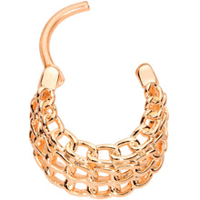 Load image into Gallery viewer, 16G 3/8 Rose Gold Tone Triple Chain Hinged Septum Ring