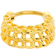 Load image into Gallery viewer, 16G 3/8 Gold Tone Triple Chain Hinged Septum Ring