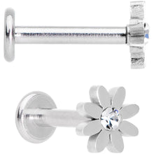 将图片加载到图库查看器,Clear Gem Multicolor Internally Threaded Flower Labret Set of 4