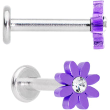 将图片加载到图库查看器,Clear Gem Multicolor Internally Threaded Flower Labret Set of 4