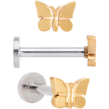 Load image into Gallery viewer, 16G MultiColor Internally Threaded Butterfly Labret Set of 4