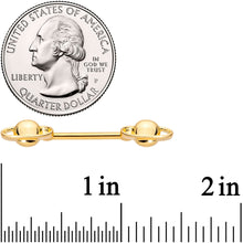 Load image into Gallery viewer, 14G 9/16 Gold PVD Alien Spaceship Barbell Nipple Ring Set