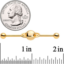Load image into Gallery viewer, 14G Gold PVD Alien Spaceship Industrial Barbell 38mm