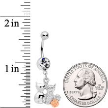 Load image into Gallery viewer, Clear Gem With Color Yarn Cuddling Kittens Dangle Belly Ring