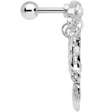 将图片加载到图库查看器,16G 1/4 Clear Gem Eye Feather Dangle Cartilage Tragus Earring