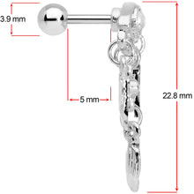 将图片加载到图库查看器,16G 1/4 Clear Gem Eye Feather Dangle Cartilage Tragus Earring