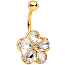 Load image into Gallery viewer, Clear Gem Gold Tone Brilliant and Bold Flower Belly Ring