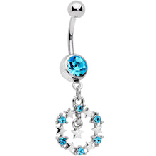 将图片加载到图库查看器,Aqua Gem Constellation of Stars Dangle Belly Ring