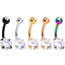 Load image into Gallery viewer, Clear Gem Variety Of Colors Belly Ring Set of 5