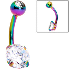 Load image into Gallery viewer, Clear Gem Variety Of Colors Belly Ring Set of 5