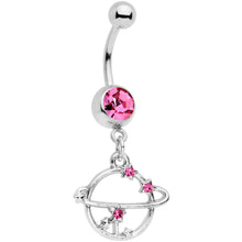 将图片加载到图库查看器,Pink Gem Saturn Among The Stars Dangle Belly Ring