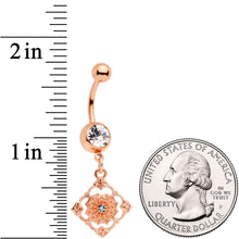 将图片加载到图库查看器,Clear Gem Rose Gold Tone Art Deco Elegance Dangle Belly Ring