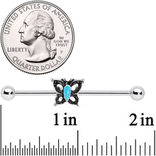 Load image into Gallery viewer, 14G Faux Turquoise Southwest Butterfly Industrial Barbell 38mm