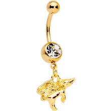 Load image into Gallery viewer, Clear Gem Gold Tone When Pigs Fly Belly Ring Set of 4