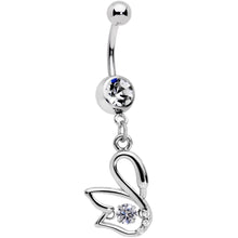 将图片加载到图库查看器,Clear CZ Gem Floating Modernist Swan Dangle Belly Ring