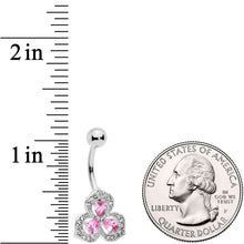 Load image into Gallery viewer, Clear Pink Gems Art Deco Luxe Glamour Leaves Dangle Belly Ring