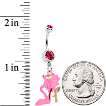 Load image into Gallery viewer, Pink Gems Tricolor Rose Flower and Stiletto Heel Dangle Belly Ring