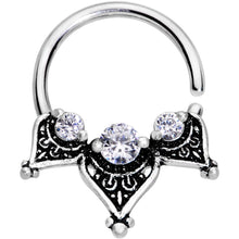 Load image into Gallery viewer, 16G 3/8 Clear CZ Gem Triangle Triad Seamless Circular Ring