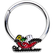 Load image into Gallery viewer, 16G 3/8 Santa's Sleigh Ride Hinged Segment Ring