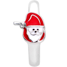 Load image into Gallery viewer, 20G Clear Gem Happy Santa Faux Hoop L Shaped Nose Ring