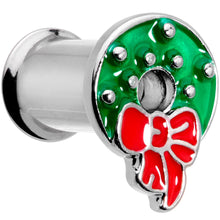 Load image into Gallery viewer, Christmas Wreath Double Flare Tunnel Plug Set 2G to 1 Inch