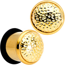 Load image into Gallery viewer, Gold Tone Hammered Finish Single Flare Plug Set 6mm to 16mm Sizes