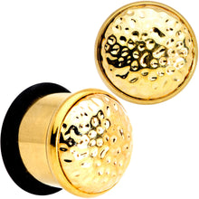 Load image into Gallery viewer, Gold Tone Hammered Finish Single Flare Plug Set 6mm to 16mm Sizes