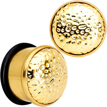 Load image into Gallery viewer, Gold Tone Hammered Finish Single Flare Plug Set 6mm to 16mm Sizes
