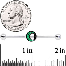 Load image into Gallery viewer, 14G Glow in the Dark Crescent Moon Industrial Barbell 38mm