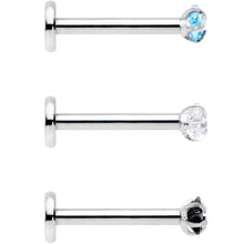 Load image into Gallery viewer, 16G 3/8 Clear Black Blue Star CZ Gem Labret Tragus Set of 3
